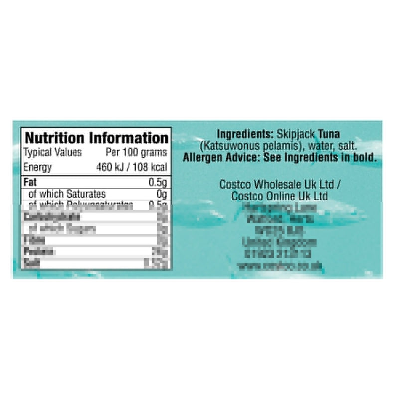 Kirkland Signature skipjack tuna steak in brine, pack of 12 cans, 200g each, UK version