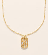 Harrods Suzanne Kalan Yellow Gold and Diamond Dog Tag Pendant Necklace, 46-60cm- Buy online at McGrocer