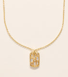 Suzanne Kalan yellow gold diamond dog tag pendant necklace, UK version