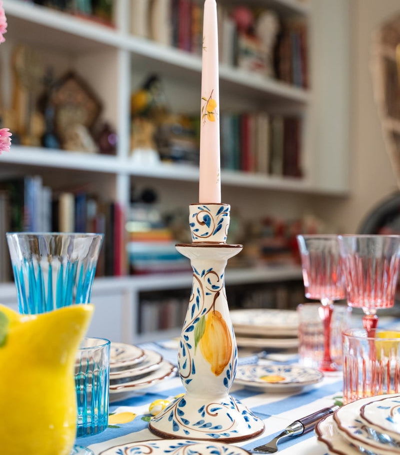Les Ottomans ceramic candle holder Positano Lemons, UK version