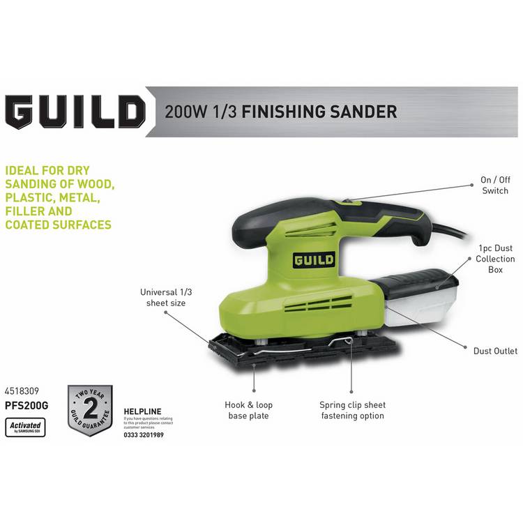 Guild 1/3 sheet sander 200W, UK version