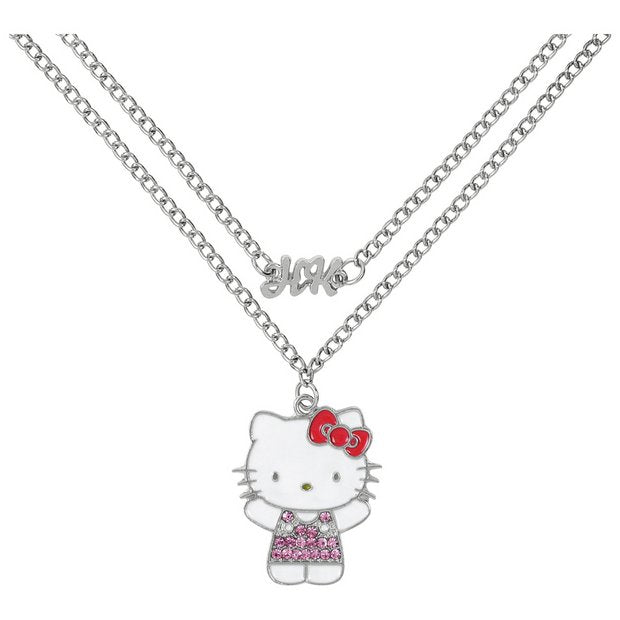 Hello Kitty silver plated pendant necklace set 55cm (British brand)