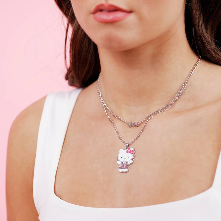 Hello Kitty silver plated pendant necklace set 55cm (British brand)