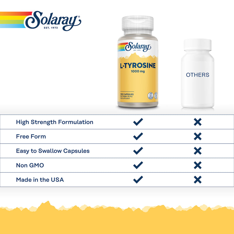 Solaray L-Tyrosine free-form amino acid supplement 60 capsules (British brand)