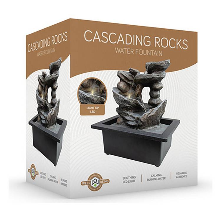Menkind cascading rocks fountain with LED lighting, imported from the UK