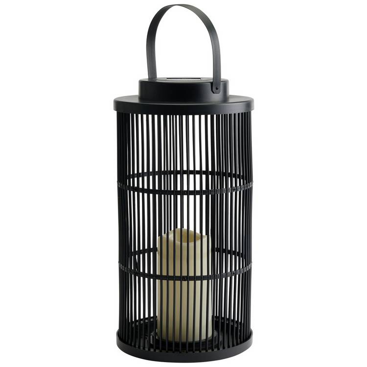 Home solar flickering candle lantern black (British brand)