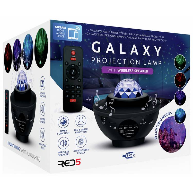 Menkind RED5 galaxy projection lamp with Bluetooth speaker (British brand)