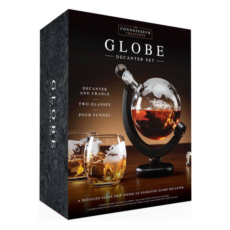 Menkind globe decanter set with glasses 750ml - British product