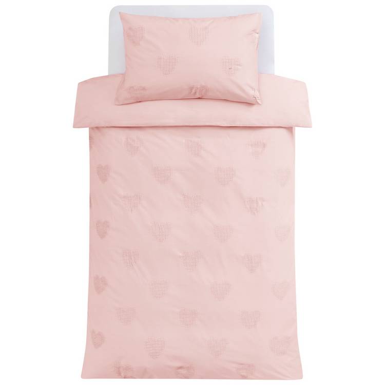 Argos Home kids bedding set waffle heart blush single, imported from the UK