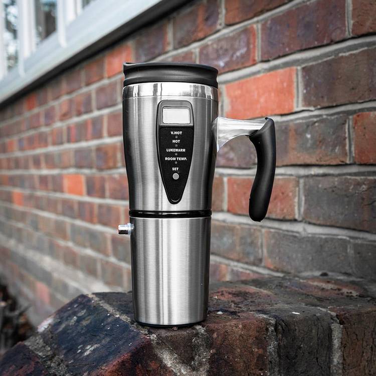Menkind heated travel mug black 500ml, imported from the UK