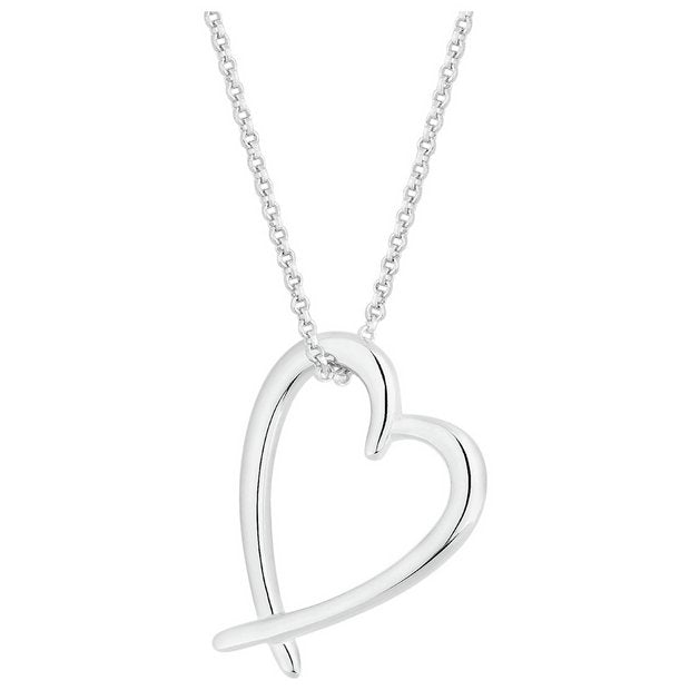 Simply Silver sterling silver heart pendant necklace 40.6cm chain, imported from the UK