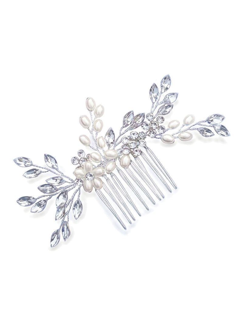 Ivory & Co Silver Pearl Shimmer Crystal Hair Comb 12.5cm, UK version