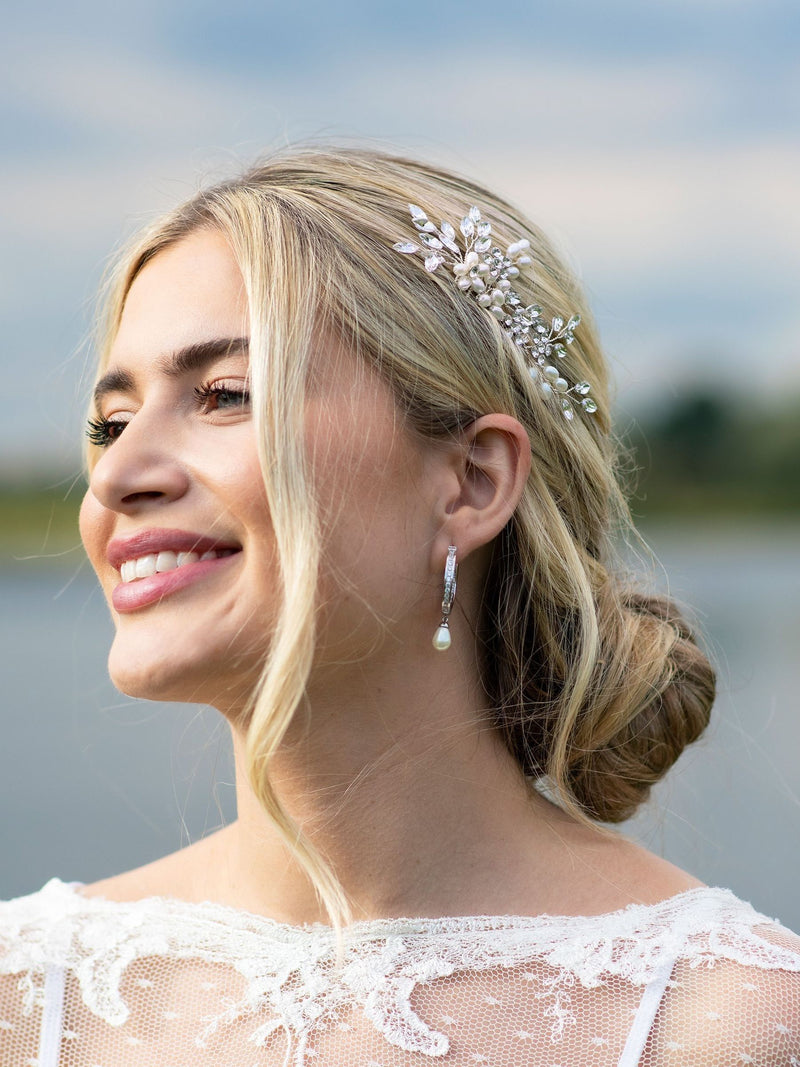 Ivory & Co Silver Pearl Shimmer Crystal Hair Comb 12.5cm, UK version