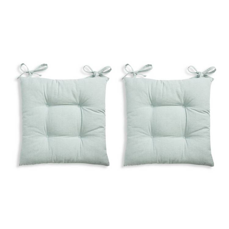 Habitat Chambray seat cushions pack of 2 duck egg 40cm, UK version