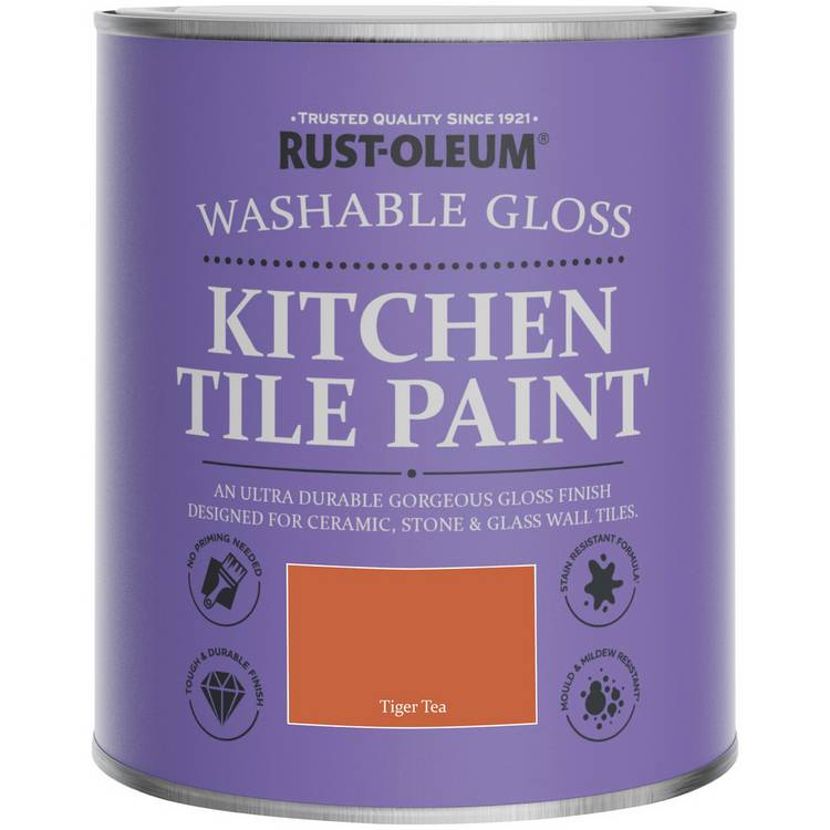 Rust-Oleum kitchen tile gloss paint Tiger Tea 750ml (British brand)