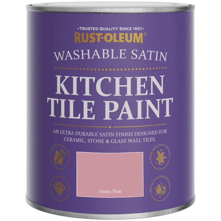 Rust-Oleum Kitchen Tile Paint Dusky Pink 750ml (British brand)