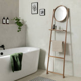 Argos Habitat Free Standing Towel Ladder and Mirror - Natural Bathroom Storage Ladder 170x50x16cm- Buy online at McGrocer