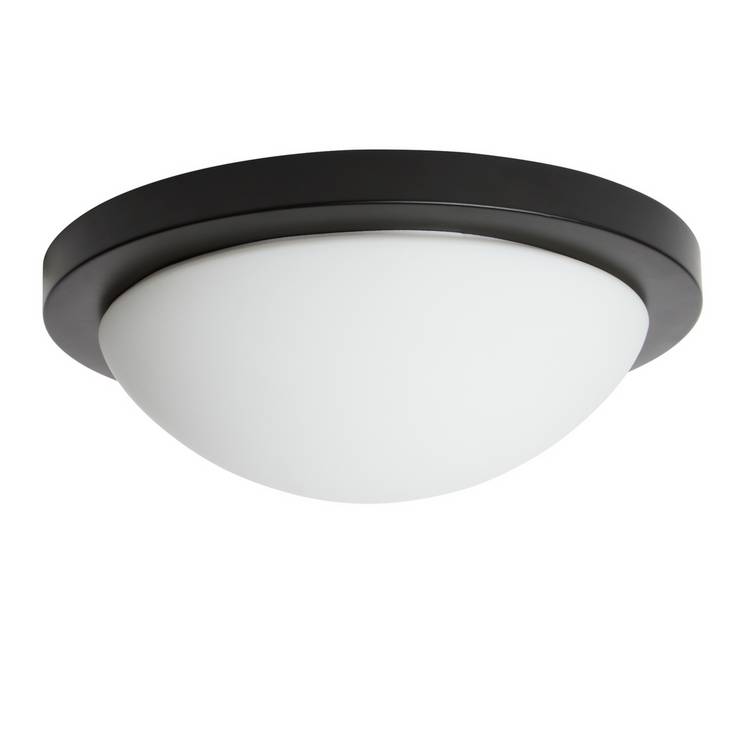 Argos Home black bathroom flush ceiling light 28cm, imported from the UK