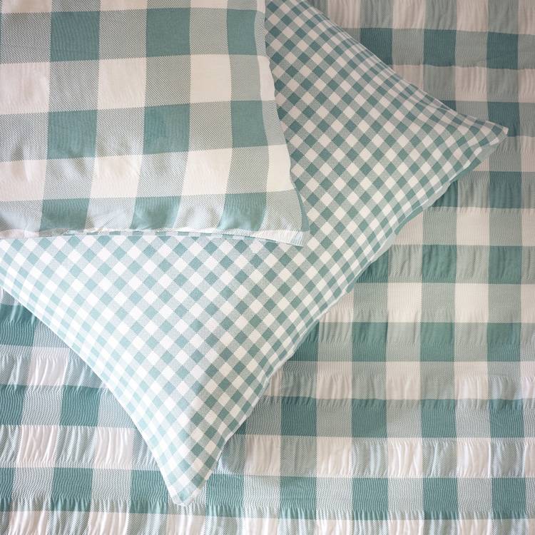 Argos Home seersucker bedding set blue check single, UK version
