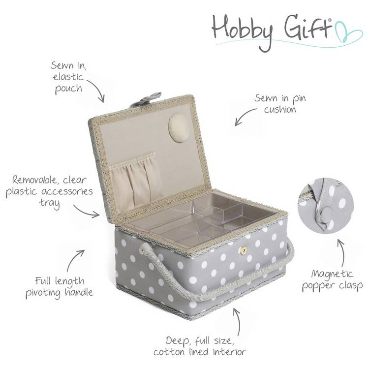Hobby Gift sewing box medium grey, imported from the UK