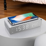 Menkind wireless charging alarm clock silver - British product
