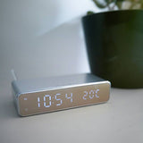 Menkind wireless charging alarm clock silver - British product