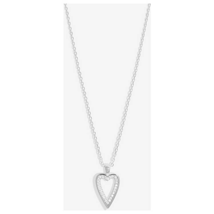 Simply Silver cubic zirconia heart pendant 16 inch chain (British brand)
