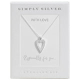 Simply Silver cubic zirconia heart pendant 16 inch chain (British brand)