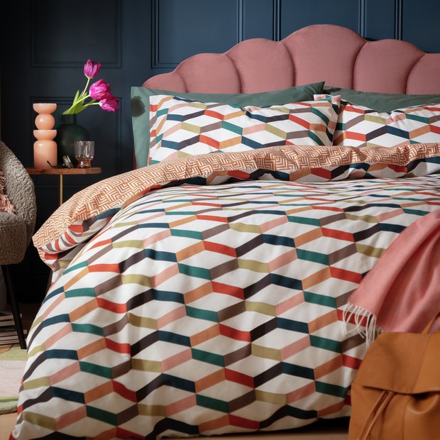 Habitat Geometric ZigZag duvet set single - British product