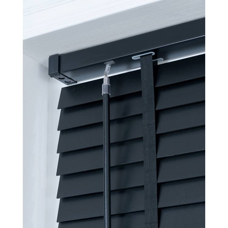 Little Black Book Basswood Grey Venetian blind 60cm, UK version