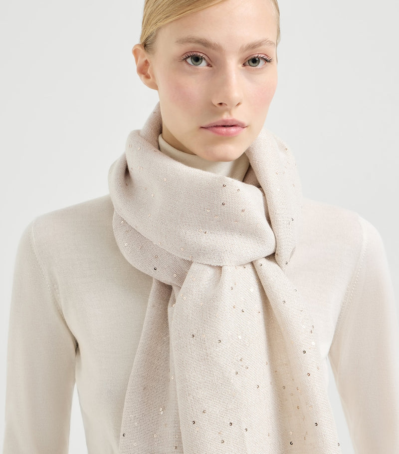 Brunello Cucinelli cashmere-silk embellished scarf (British brand)