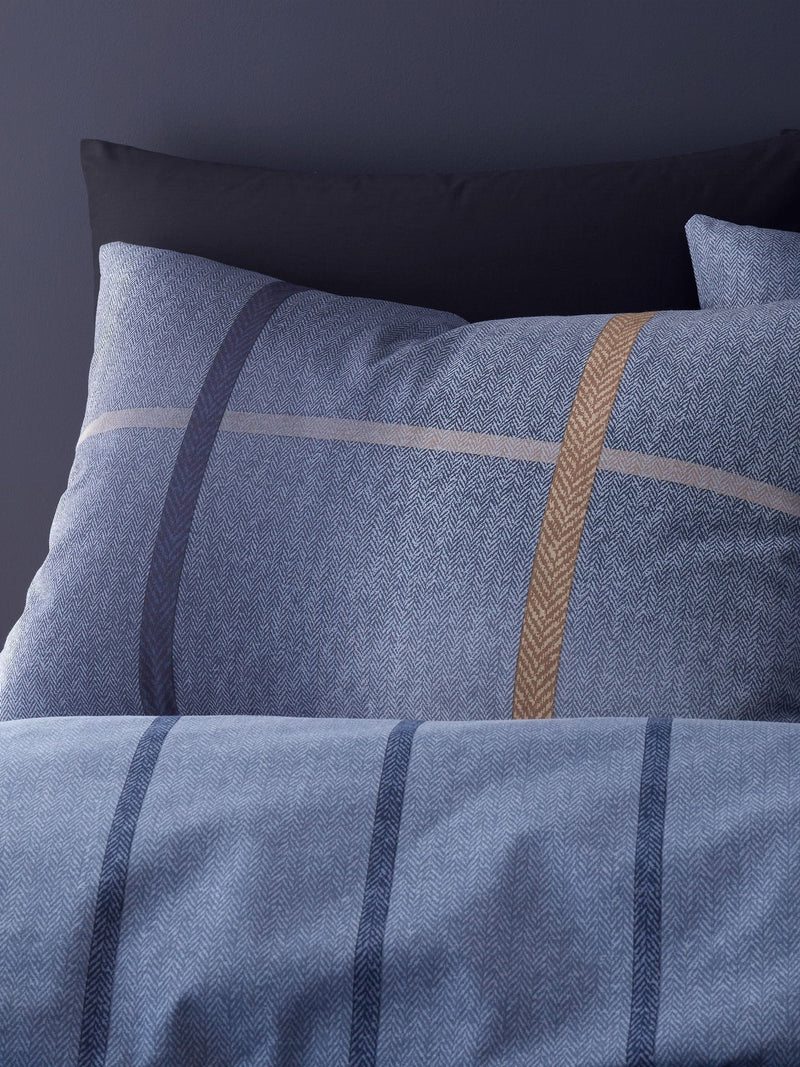 Catherine Lansfield Blue Supersoft Melrose Tweed Check Duvet Cover Set - British product