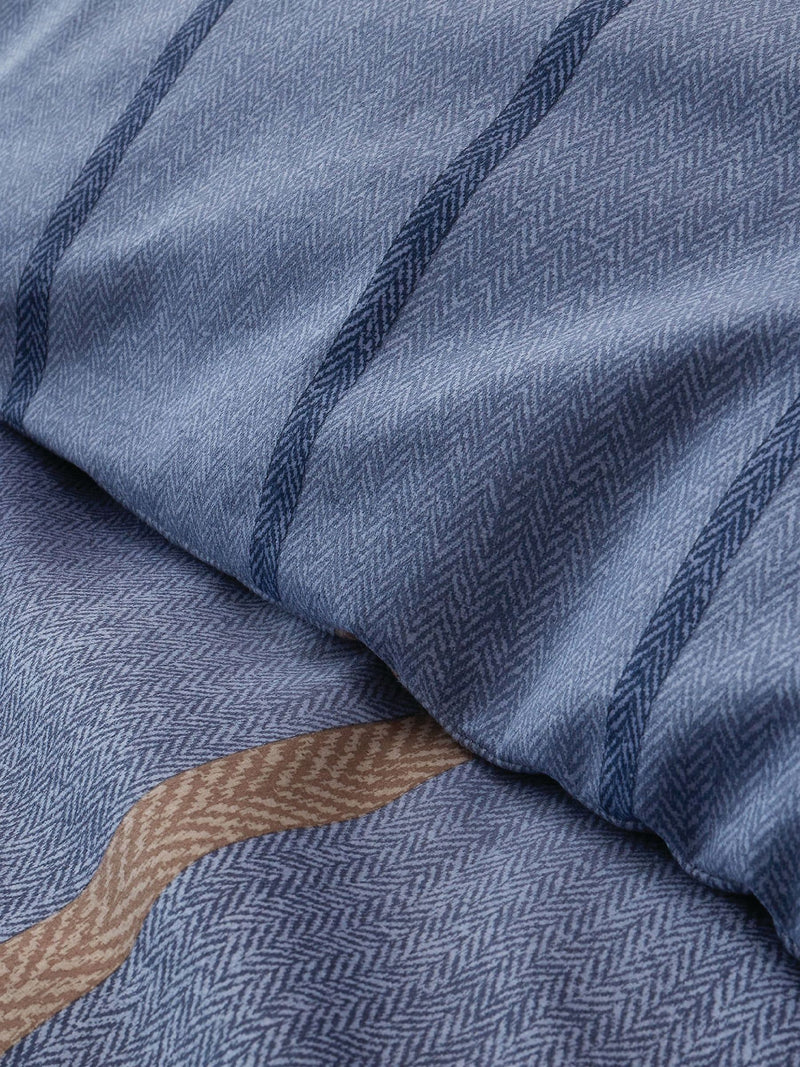 Catherine Lansfield Blue Supersoft 100% Brushed Cotton Melrose Tweed Check Duvet Cover Set