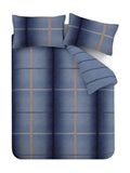 Catherine Lansfield Blue Supersoft Melrose Tweed Check Duvet Cover Set - British product
