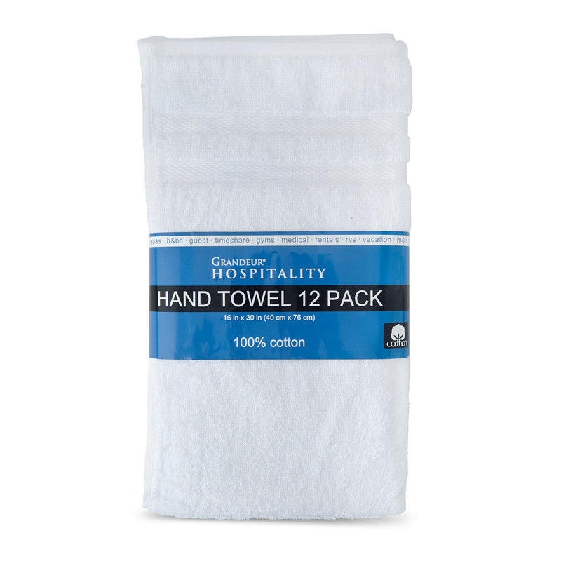 Grandeur 100% cotton hand towels 12 pack (British brand)
