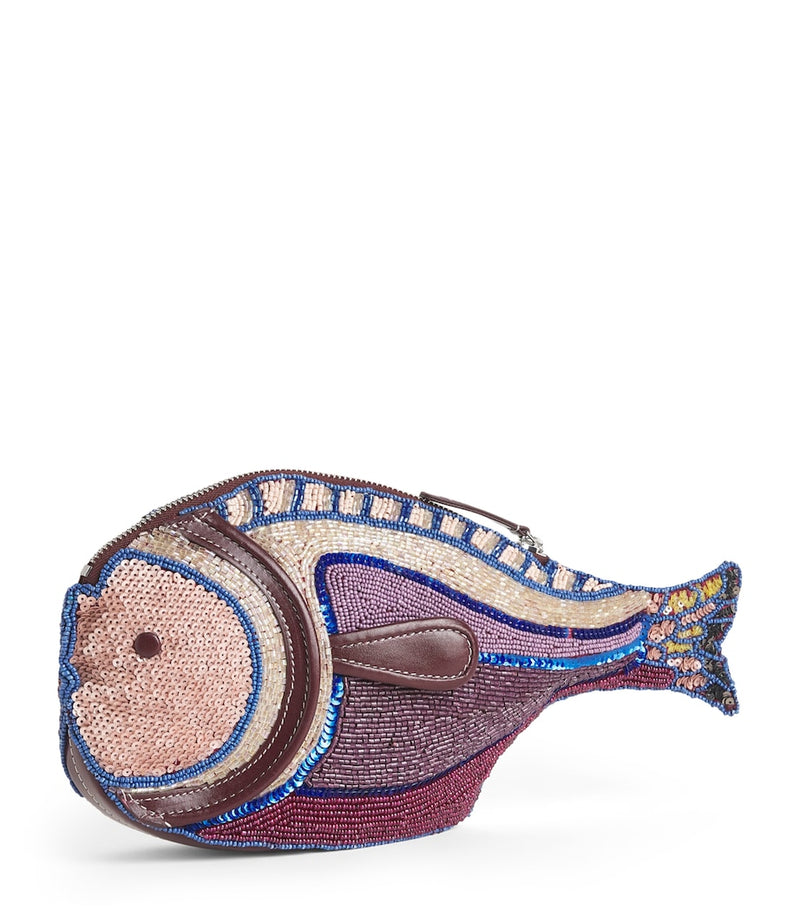 STAUD beaded Pesce clutch bag (British brand)