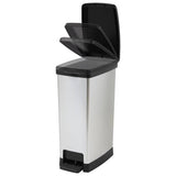 Moda 40L slim pedal bin in silver - British product