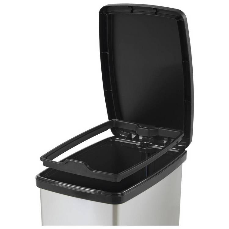 Moda 40L slim pedal bin in silver - British product