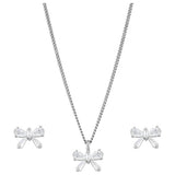 Jon Richard rhodium plated bow earrings and pendant set, UK version