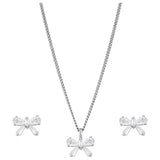 Jon Richard rhodium plated bow earrings and pendant set, UK version