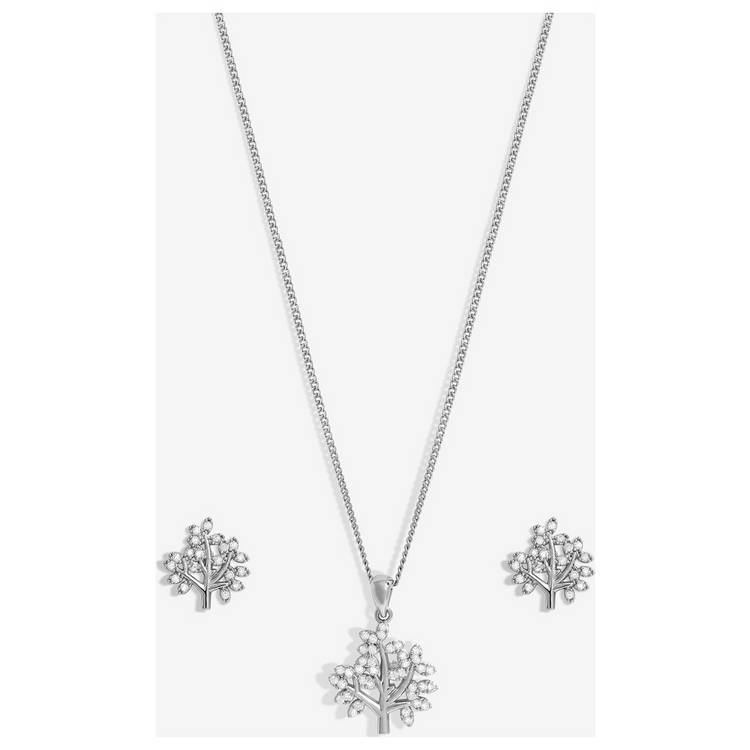 Jon Richard rhodium plated tree of life set, imported from the UK