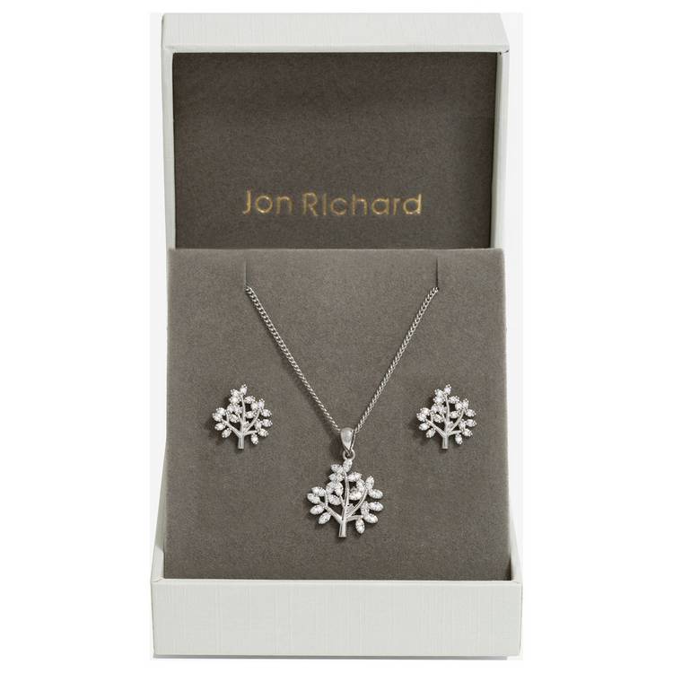 Jon Richard rhodium plated tree of life set, imported from the UK
