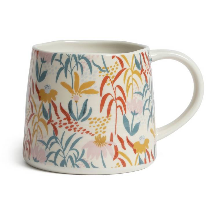 Habitat Floral Ripple set of 4 stoneware mugs - British product