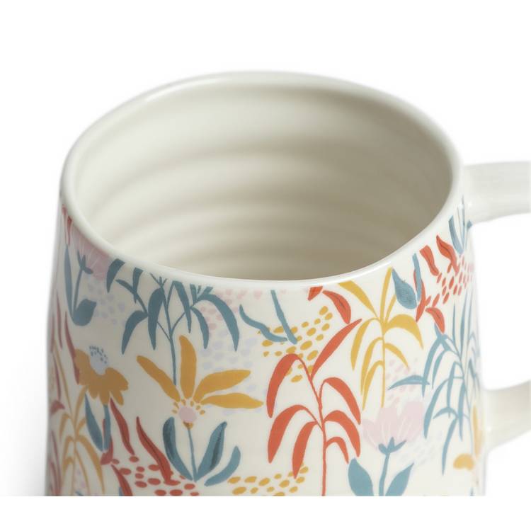 Habitat Floral Ripple set of 4 stoneware mugs - British product