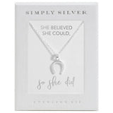 Simply Silver sterling silver horseshoe pendant with cubic zirconia stones (British brand)