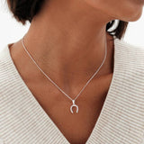 Simply Silver sterling silver horseshoe pendant with cubic zirconia stones (British brand)