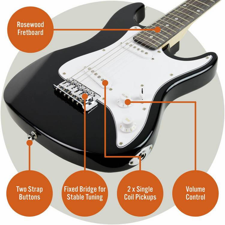 3rd Avenue 3/4 size electric guitar pack black and white - British product