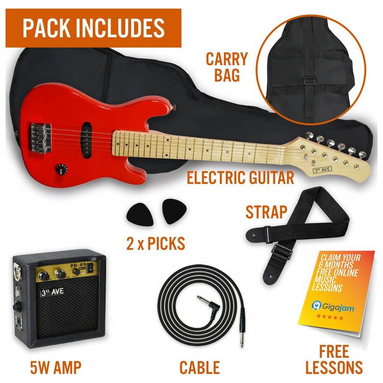 3rd Avenue 1/4 size kids guitar pack red, imported from the UK