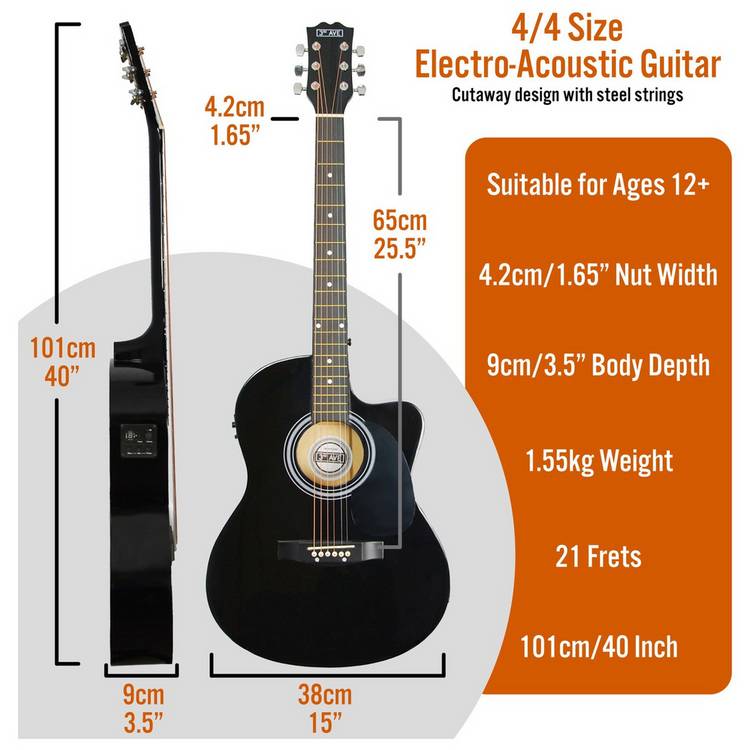 3rd Avenue guitar pack black full size, UK version