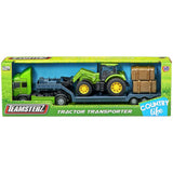 Teamsterz die-cast tractor transporter with hay bales, UK version